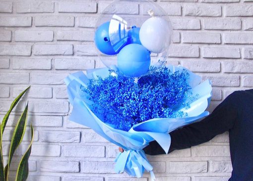 دسته گل ژیپسوفیلا آبی (عروس هلندی)